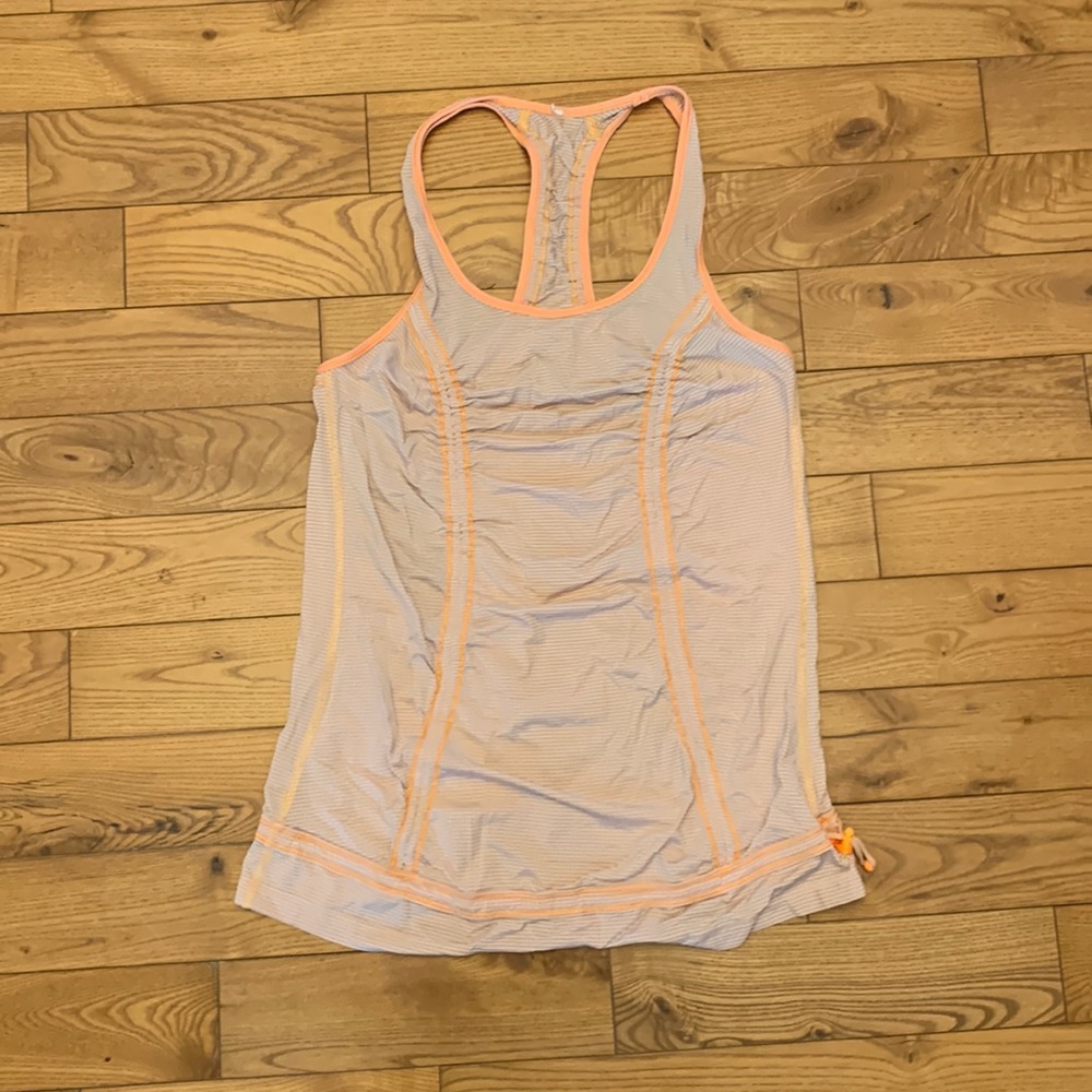 Lulu Lemon orange stripe racer back tank